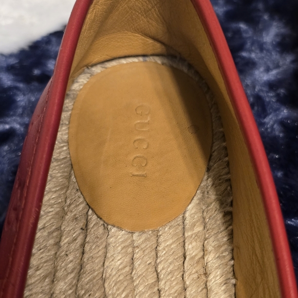 GUCCI Espadrilles Leather Slip-On, Size 35 In Red Authentic With Box - Picture 13 of 16